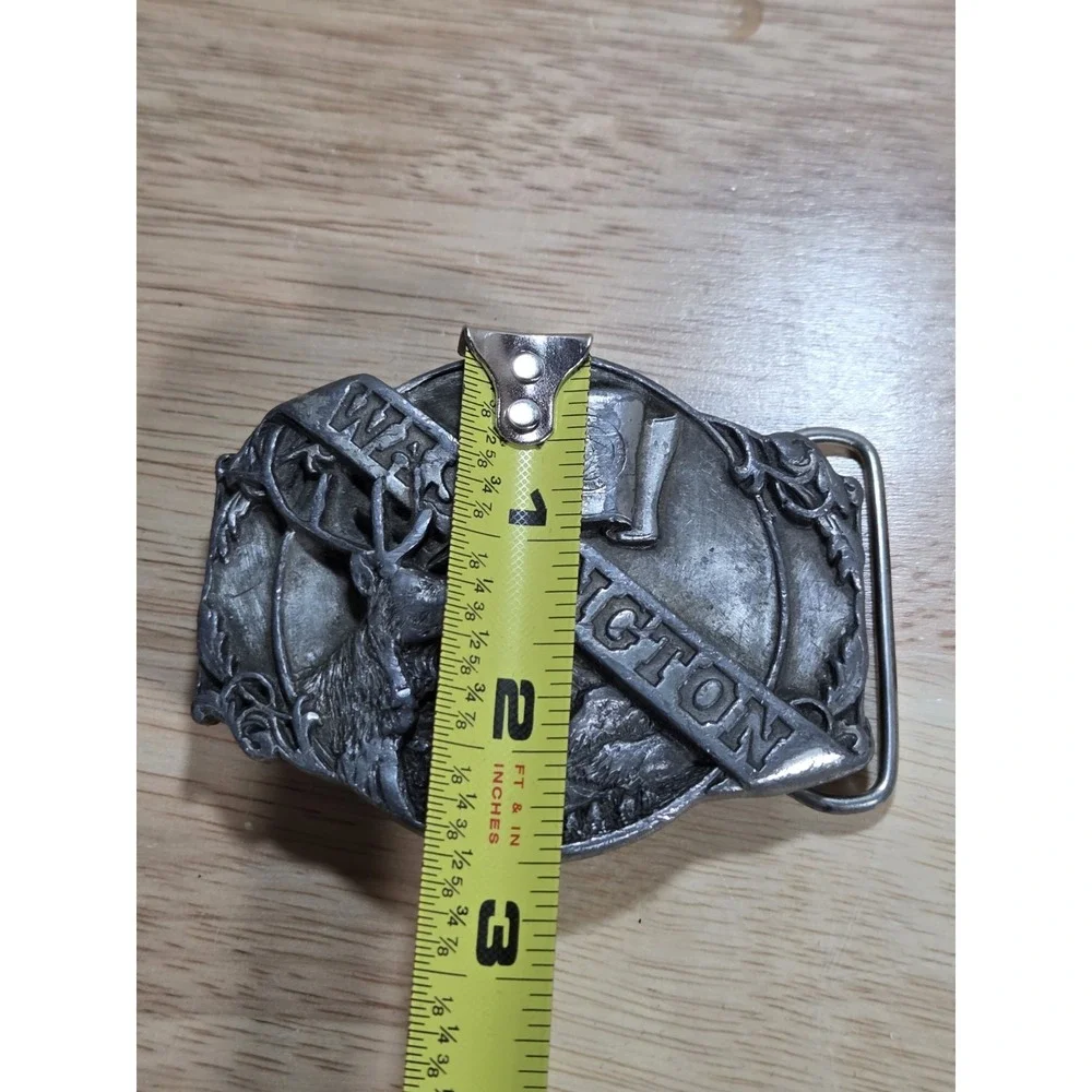 Vintage 1983 Siskiyou Washington State Belt Buckle Elk Pewter E-35 USA